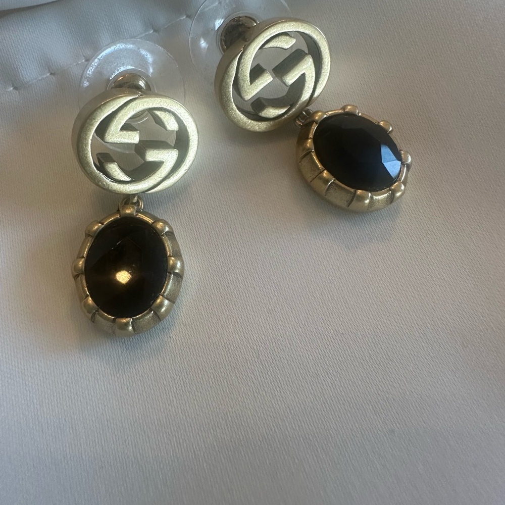 Gucci Gold and Black Onyx Earrings